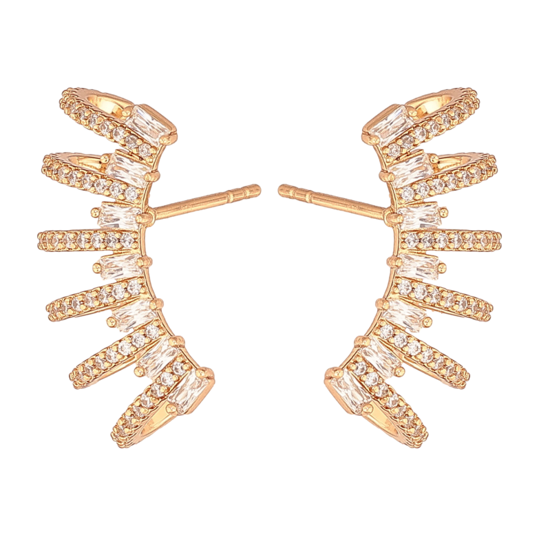 Серьги Xuping цвет Позолота 18К пусеты "Узор с кристаллами" фото №1