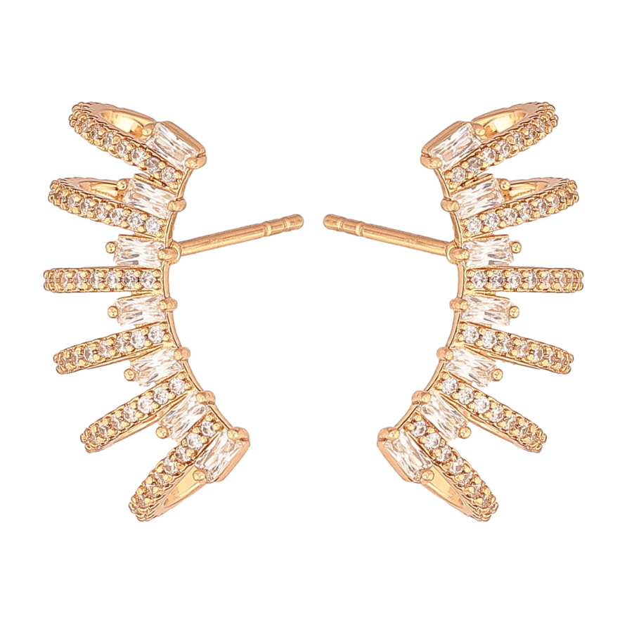 Серьги Xuping цвет Позолота 18К пусеты "Узор с кристаллами" фото №1