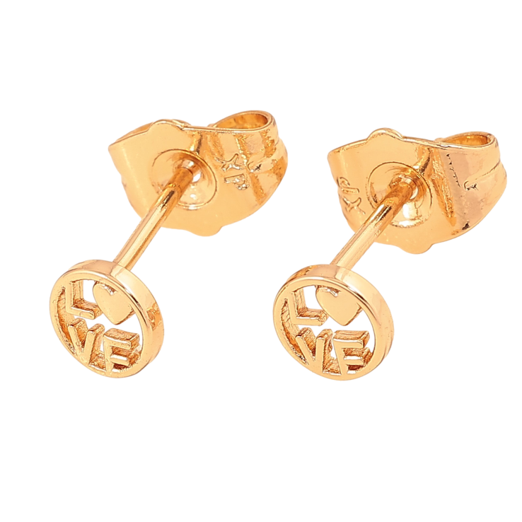 Серьги Xuping цвет Позолота 18К пусеты "Love" фото №9