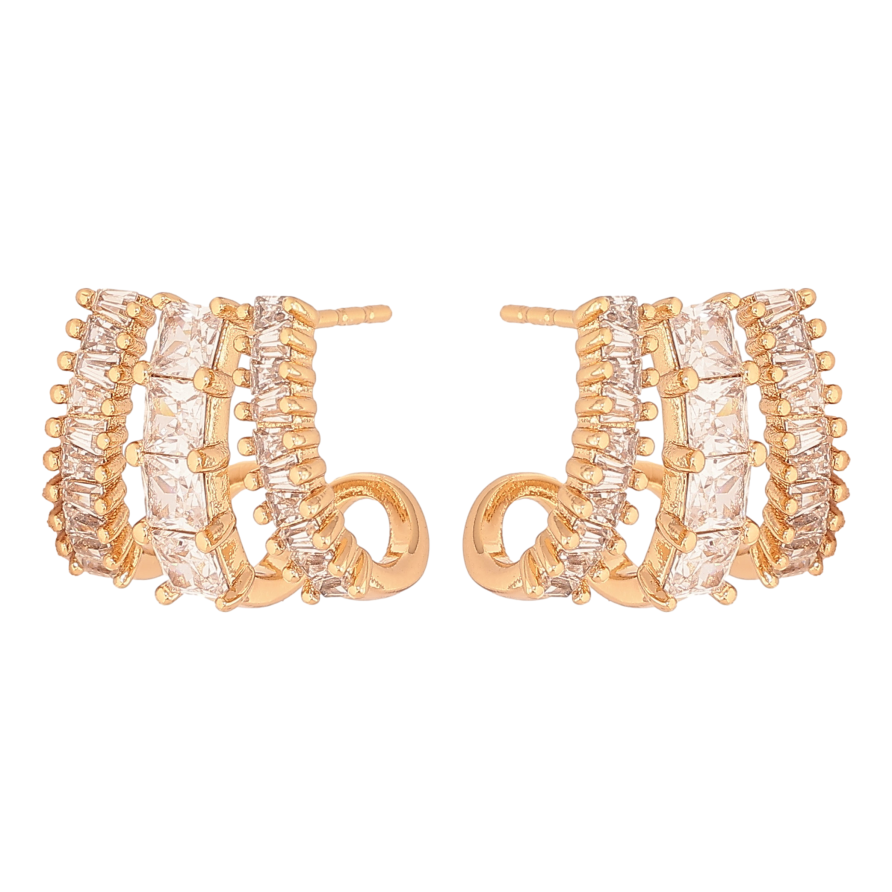 Серьги Xuping цвет Позолота 18К пусеты "Инкрустация кристаллами" фото №1