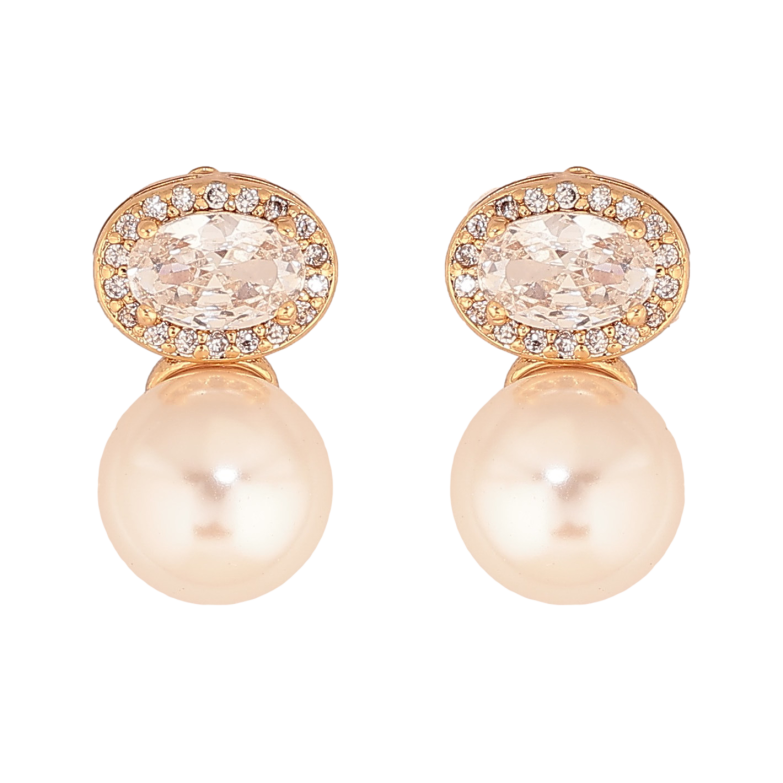 Серьги Xuping цвет Позолота 18К пусеты "Узор с кристаллами та жемчужинами" фото №1 Серьги Xuping цвет Позолота 18К пусеты "Узор с кристаллами та жемчужинами" фото №1