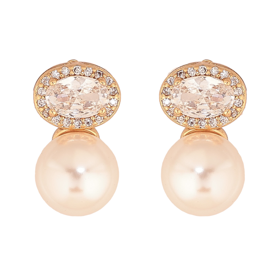 Серьги Xuping цвет Позолота 18К пусеты "Узор с кристаллами та жемчужинами" фото №1 Серьги Xuping цвет Позолота 18К пусеты "Узор с кристаллами та жемчужинами" фото №1