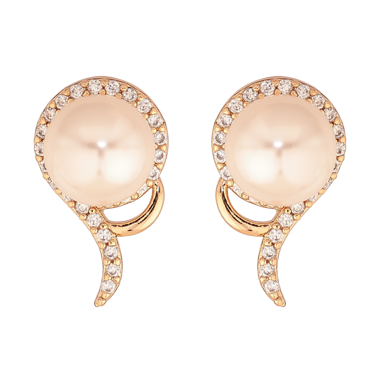 Сережки Xuping колір Позолота 18К пусети "Перлини в обрамленні кристалів" фото №1 Сережки Xuping колір Позолота 18К пусети "Перлини в обрамленні кристалів" фото №1