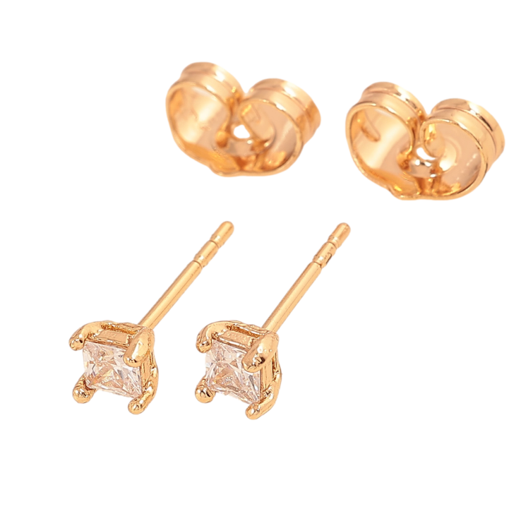 Сережки Xuping колір Позолота 18К пусети "Кристали в 4-х крапановій оправі" 3х3мм фото №14