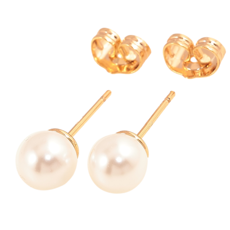 Серьги Xuping цвет Позолота 18К пусеты "Жемчужины" ø 7мм фото №1
