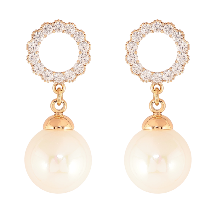 Серьги Xuping цвет Позолота 18К пусеты "Жемчужные подвески" фото №21