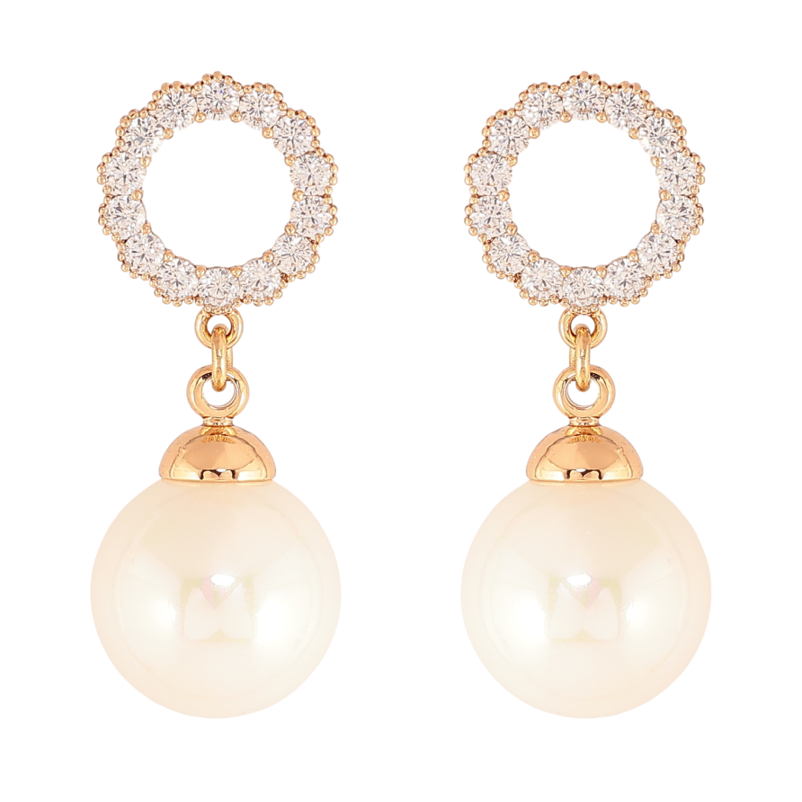 Серьги Xuping цвет Позолота 18К пусеты "Жемчужные подвески" фото №1