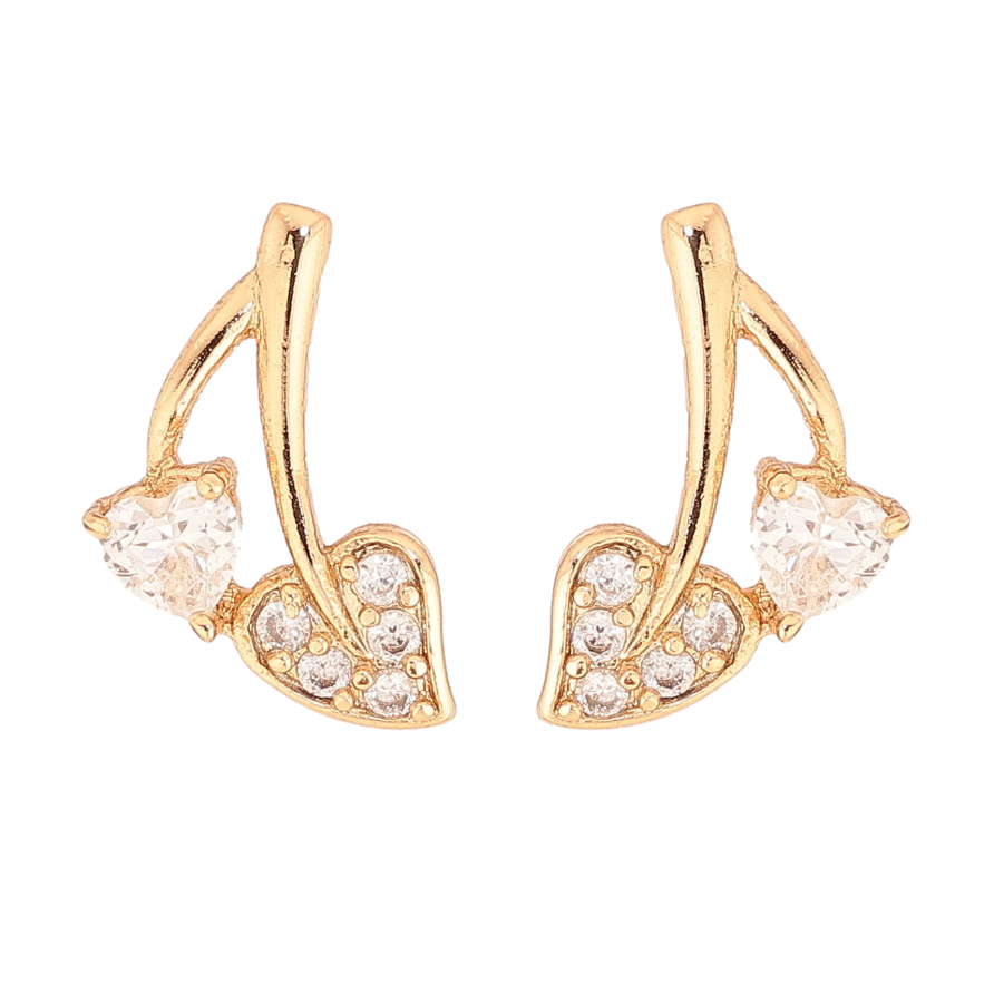 Серьги Xuping цвет Позолота 18К пусеты "Кристальные листики" фото №1