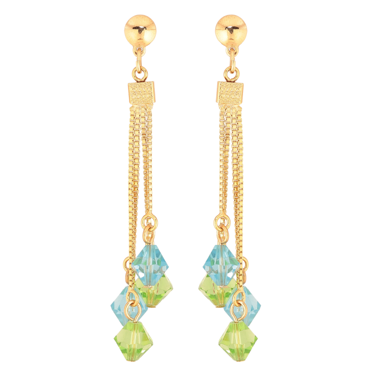 Серьги Xuping цвет Позолота 18К пусеты "Подвески с цветными кристальными бусинами" фото №6 Серьги Xuping цвет Позолота 18К пусеты "Подвески с цветными кристальными бусинами" фото №6