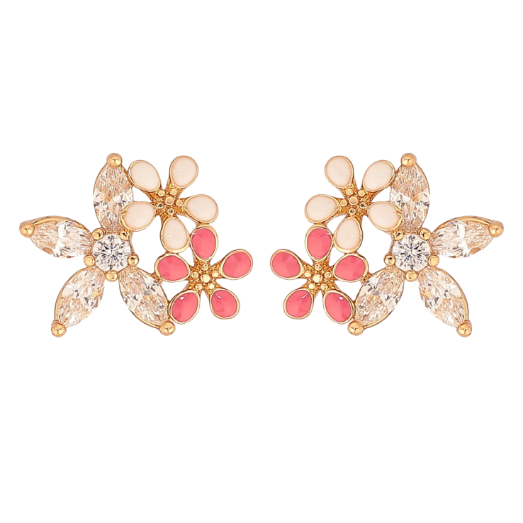 Сережки Xuping колір Позолота 18К пусети "Квіточки з кристалами та емаллю" фото №23 Сережки Xuping колір Позолота 18К пусети "Квіточки з кристалами та емаллю" фото №23