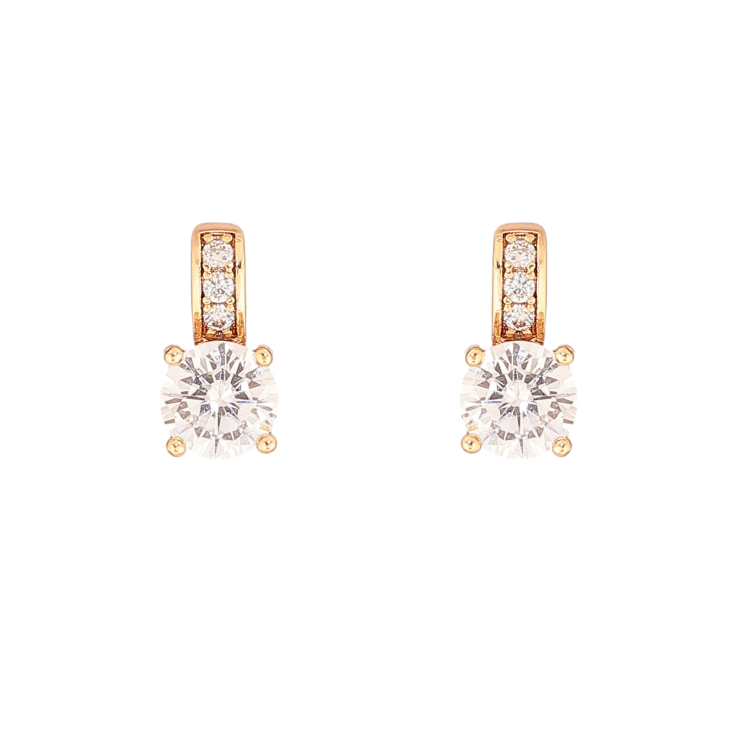 Сережки Xuping колір Позолота 18К пусети "Візерунок з кристалами" фото №5