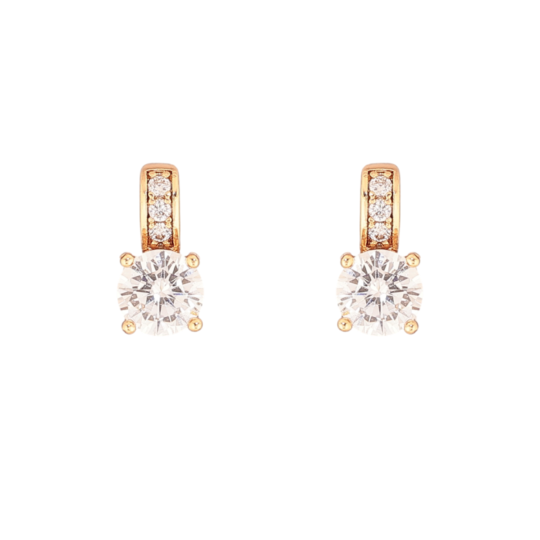 Серьги Xuping цвет Позолота 18К пусеты "Узор с кристаллами" фото №1