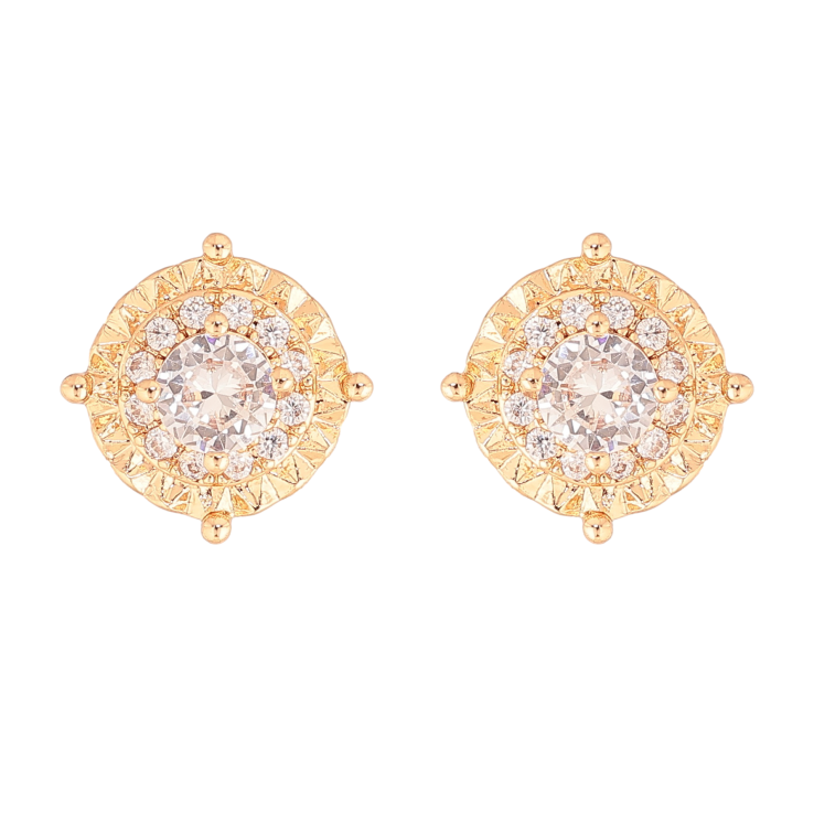 Сережки Xuping колір Позолота 18К пусети "Візерунок з кристалами" фото №11