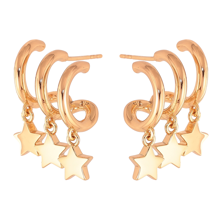 Сережки Xuping колір Позолота 18К пусети "Підвіски зірочки" фото №1 Сережки Xuping колір Позолота 18К пусети "Підвіски зірочки" фото №1