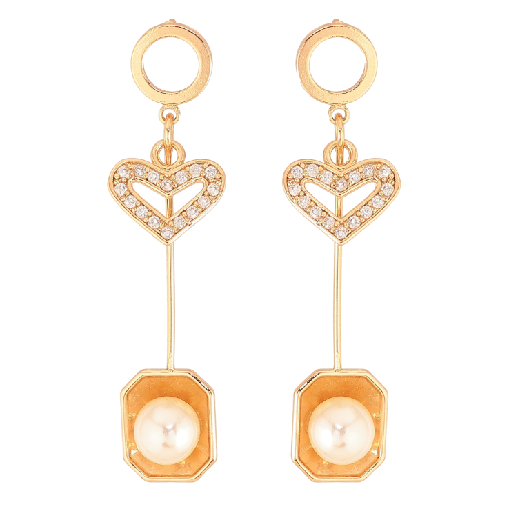 Серьги Xuping цвет Позолота 18К пусеты "Подвески с жемчужинами" фото №4 Серьги Xuping цвет Позолота 18К пусеты "Подвески с жемчужинами" фото №4