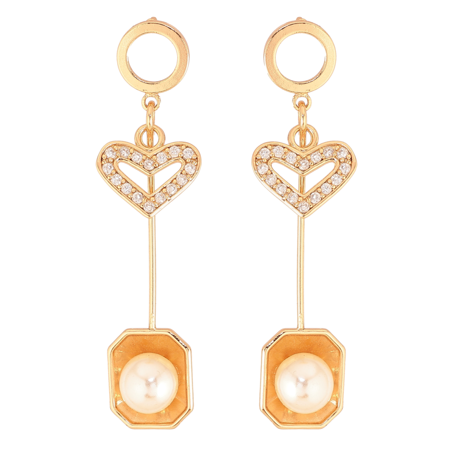 Серьги Xuping цвет Позолота 18К пусеты "Подвески с жемчужинами" фото №1