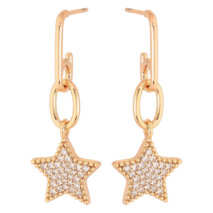 Серьги Xuping цвет Позолота 18К пусеты "Звезды с кристаллами" фото №23