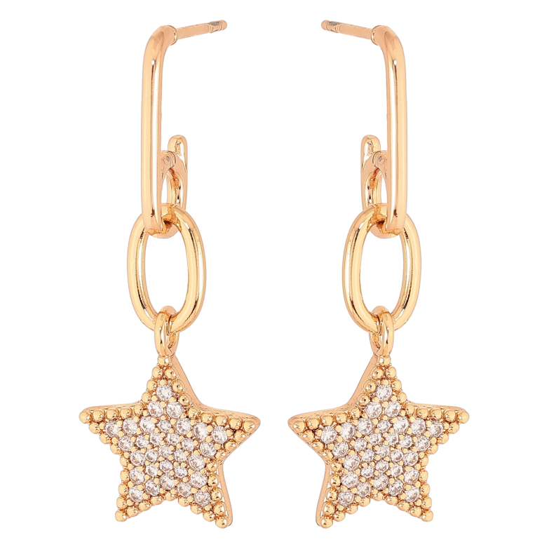 Серьги Xuping цвет Позолота 18К пусеты "Звезды с кристаллами" фото №1
