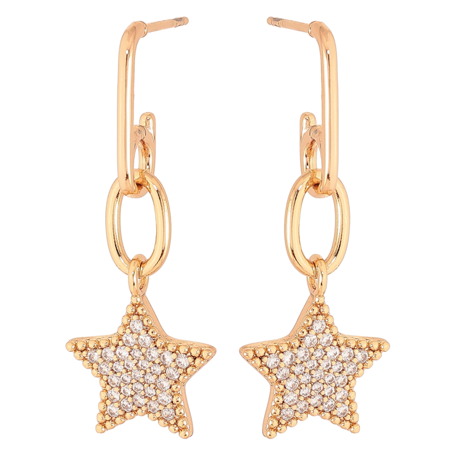 Серьги Xuping цвет Позолота 18К пусеты "Звезды с кристаллами" фото №1