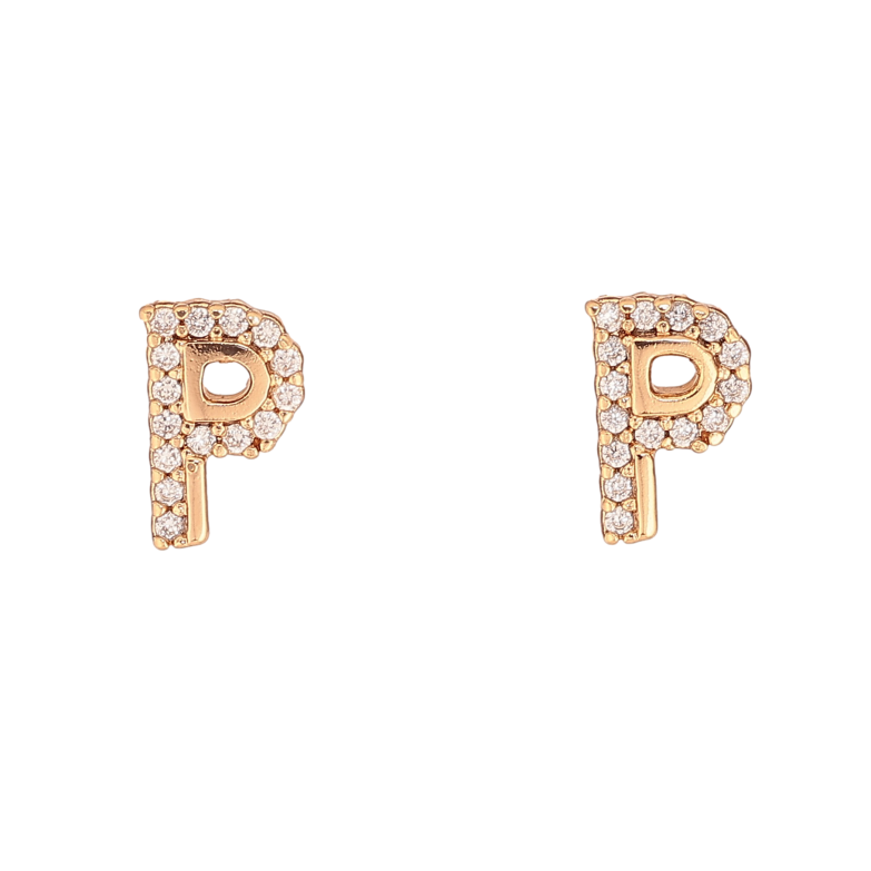 Серьги Xuping цвет Позолота 18К пусеты "Буква Р" фото №1