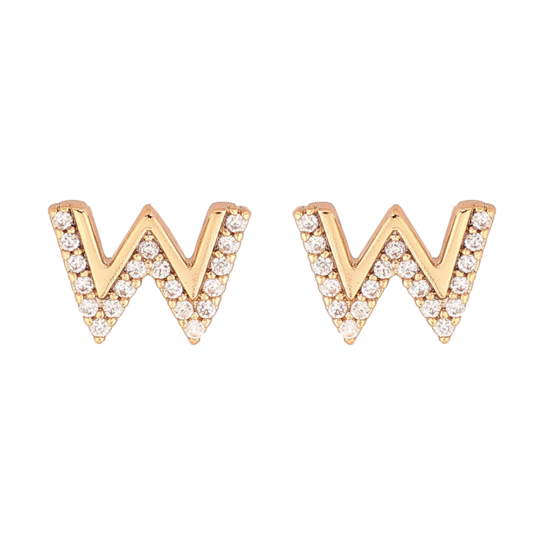 Серьги Xuping цвет Позолота 18K пусеты "Буква W" фото №1