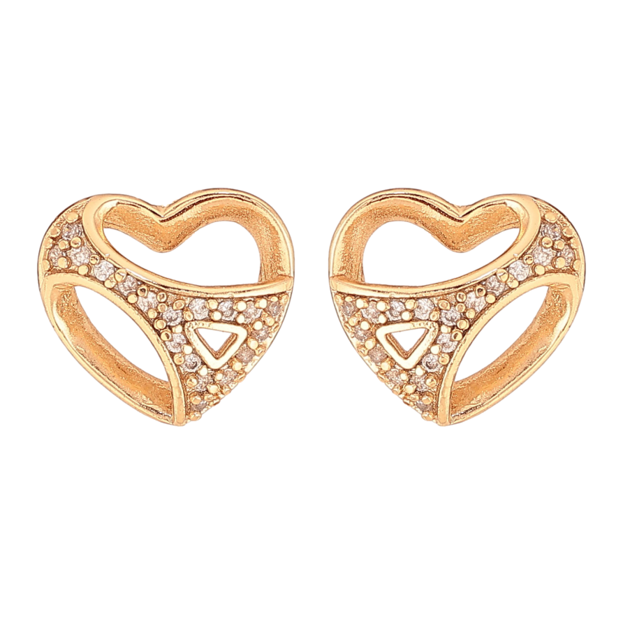 Сережки Xuping колір Позолота 18К пусети "Сердечки з кристалами" фото №1 Сережки Xuping колір Позолота 18К пусети "Сердечки з кристалами" фото №1