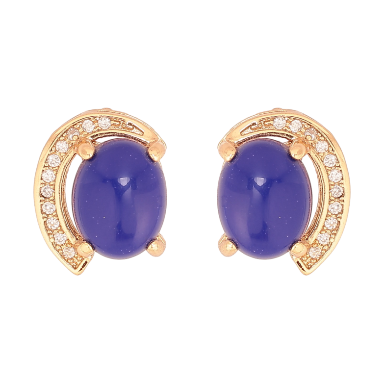 Сережки Xuping колір Позолота 18К пусети "Візерунок з синім камінням" фото №1