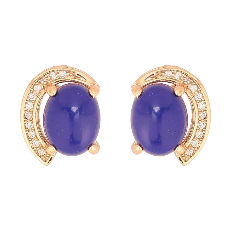 Сережки Xuping колір Позолота 18К пусети "Візерунок з синім камінням" фото №1