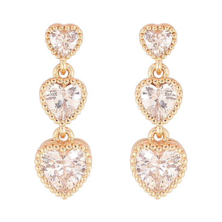 Сережки Xuping колір Позолота 18К пусети "Підвіски з кристальних сердець" фото №22