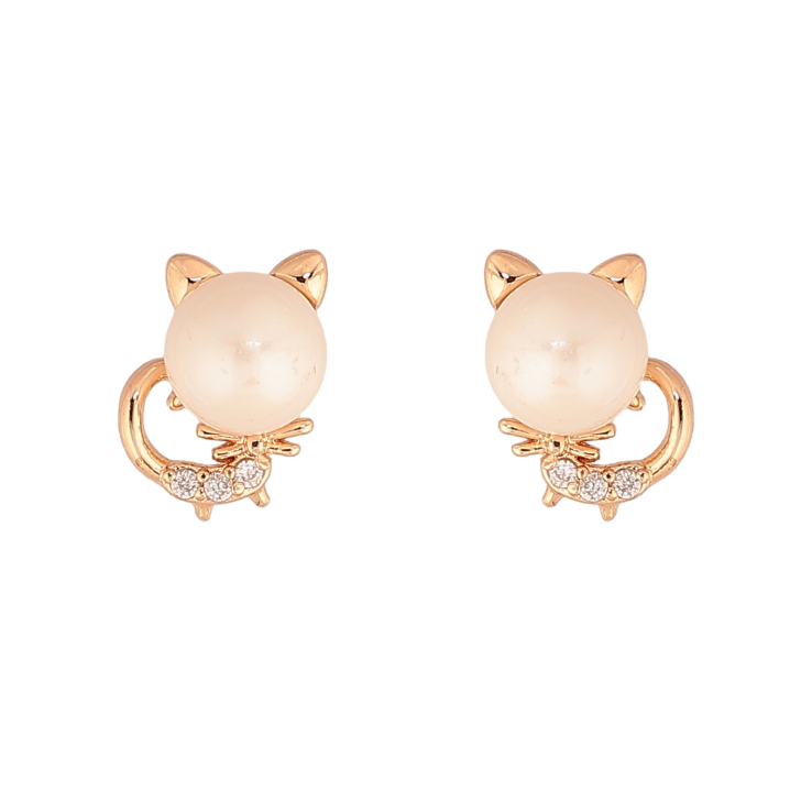 Серьги Xuping цвет Позолота 18К пусеты "Котики с жемчужинами" фото №18
