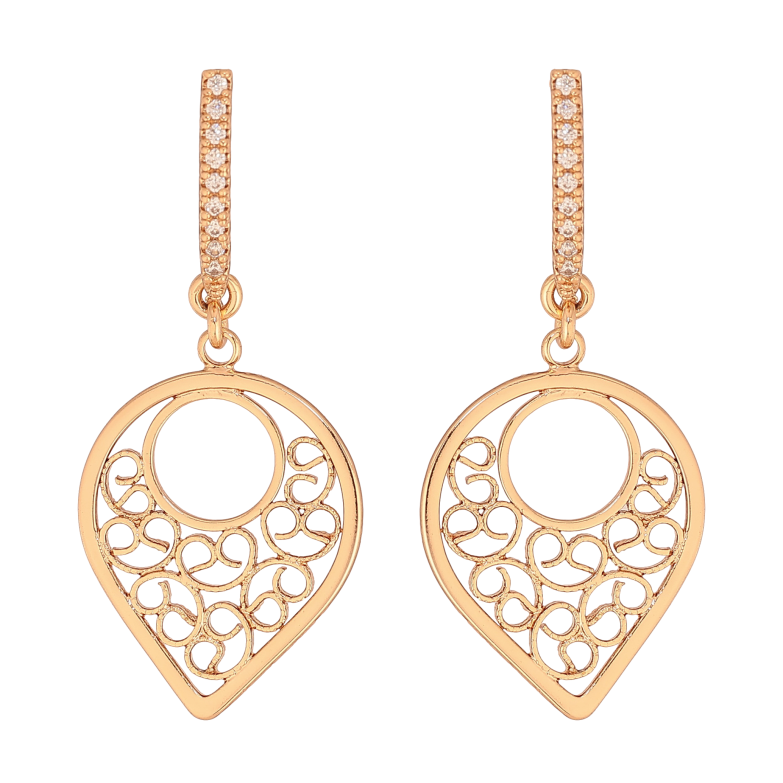 Сережки Xuping колір Позолота 18К пусети "Ажурні підвіски" фото №1 Сережки Xuping колір Позолота 18К пусети "Ажурні підвіски" фото №1