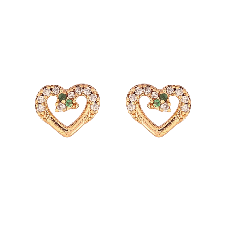 Сережки Xuping колір Позолота 18К пусети "Сердечки з кристалами" фото №1