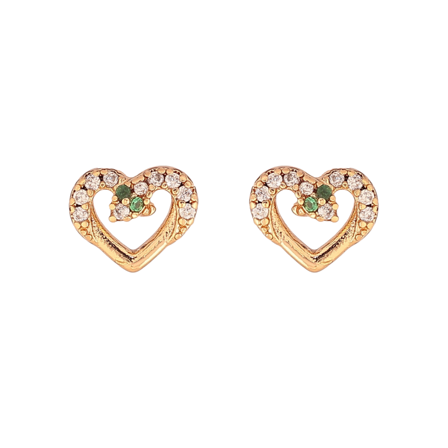 Сережки Xuping колір Позолота 18К пусети "Сердечки з кристалами" фото №1