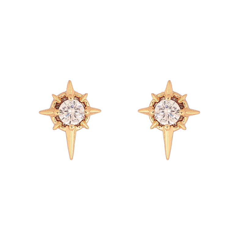 Серьги Xuping цвет Позолота 18K пусеты "Звездочки с кристаллами" фото №1