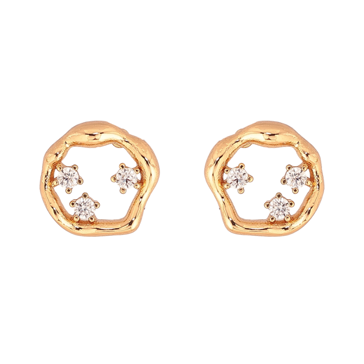 Серьги Xuping цвет Позолота 18К пусеты "Узор с кристаллами" фото №17