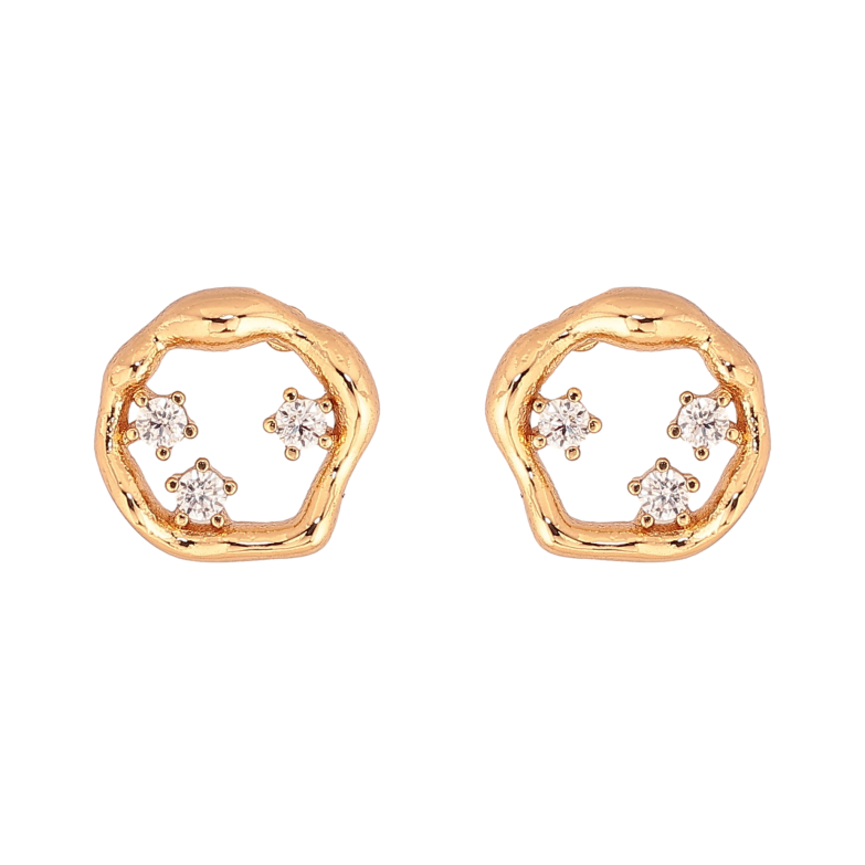 Сережки Xuping колір Позолота 18К пусети "Візерунок з кристалами" фото №1 Сережки Xuping колір Позолота 18К пусети "Візерунок з кристалами" фото №1