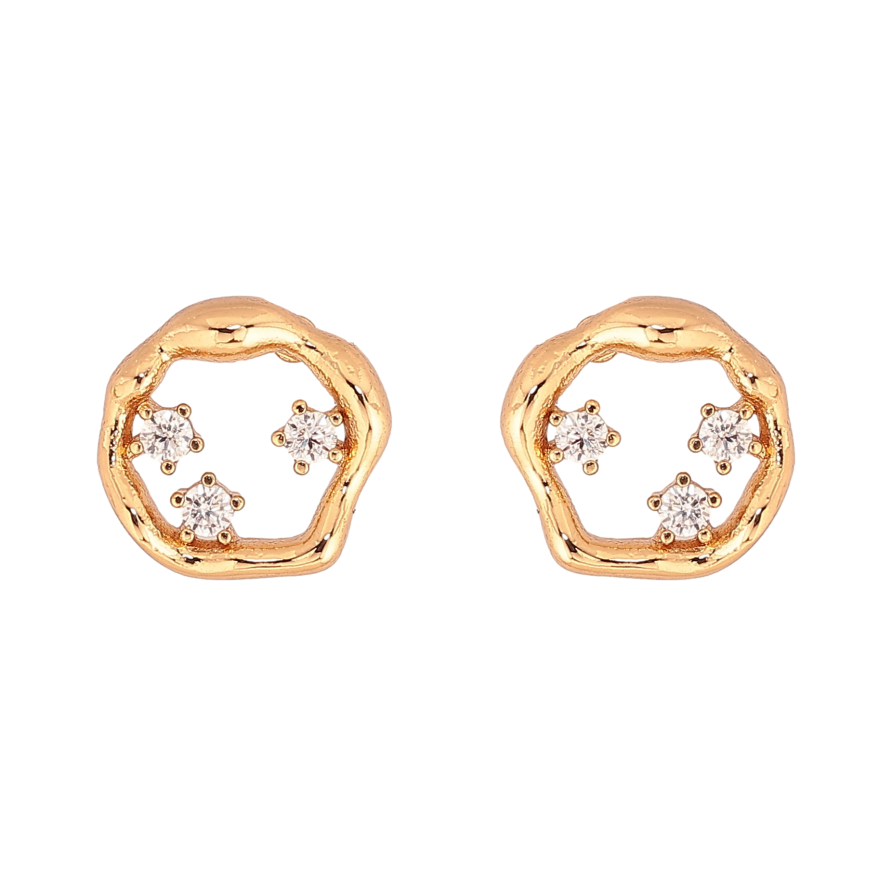 Сережки Xuping колір Позолота 18К пусети "Візерунок з кристалами" фото №1 Сережки Xuping колір Позолота 18К пусети "Візерунок з кристалами" фото №1