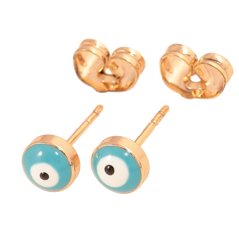Серьги Xuping цвет Позолота 18К пусеты "Оберег голубой глаз Фатимы" ø 6мм фото №2 Серьги Xuping цвет Позолота 18К пусеты "Оберег голубой глаз Фатимы" ø 6мм фото №2