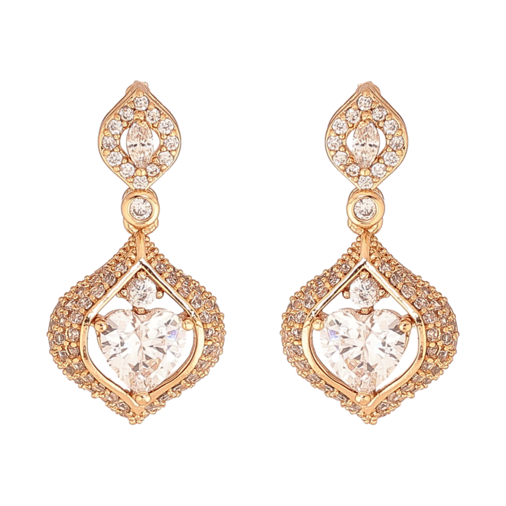 Серьги Xuping цвет Позолота 18К пусеты "Кристальные подвески" фото №23