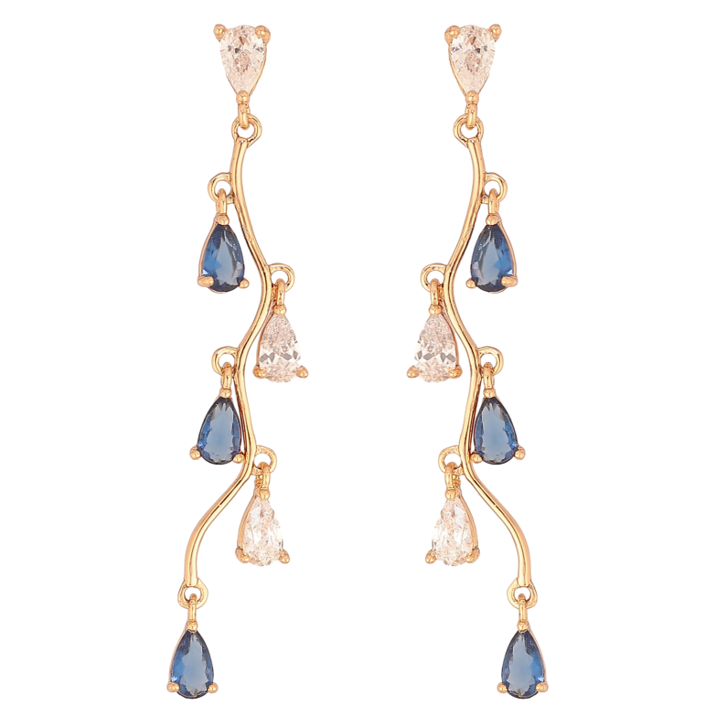 Серьги Xuping цвет Позолота 18К пусеты "Бело-синие кристальные подвески" фото №1 Серьги Xuping цвет Позолота 18К пусеты "Бело-синие кристальные подвески" фото №1