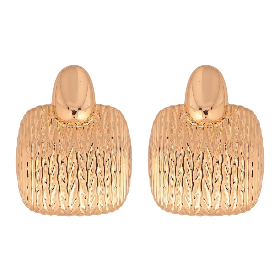 Сережки Xuping колір Позолота 18К пусети "Об'ємні квадрати з візерунком" фото №1