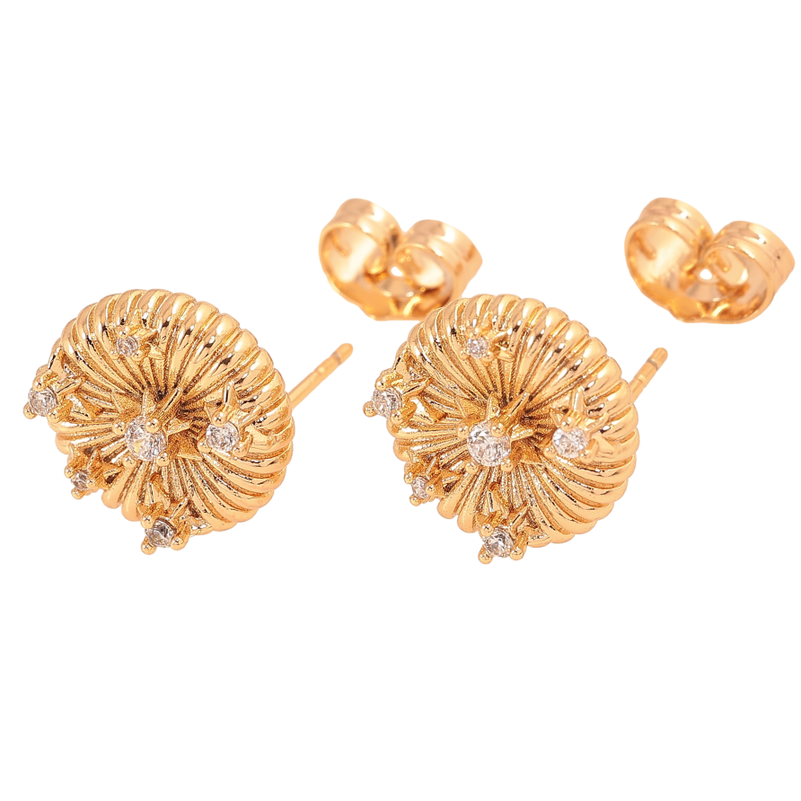 Сережки Xuping колір Позолота 18К пусети "Візерунок з кристалами" фото №1