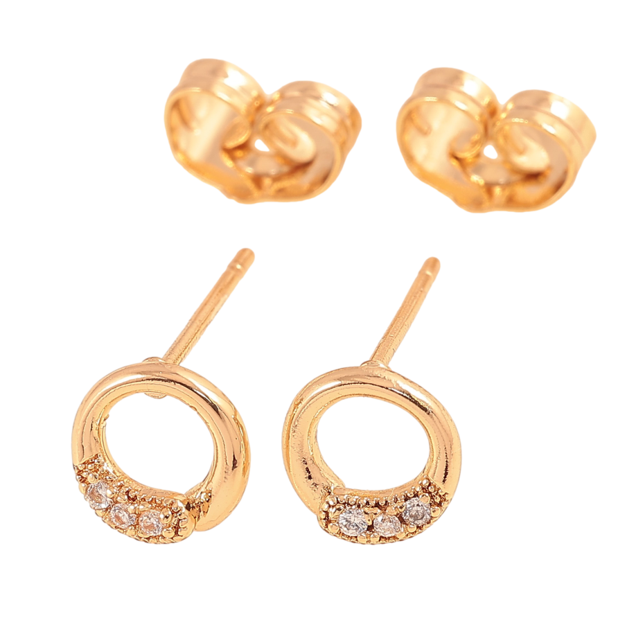Сережки Xuping колір Позолота 18К пусети "Кільця з кристалами" фото №1 Сережки Xuping колір Позолота 18К пусети "Кільця з кристалами" фото №1