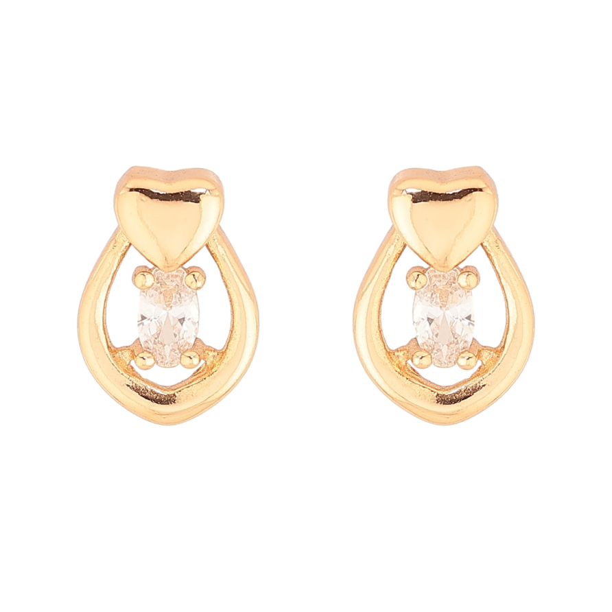Серьги Xuping цвет Позолота 18К пусеты "Узор с сердечками и кристаллами" фото №1 Серьги Xuping цвет Позолота 18К пусеты "Узор с сердечками и кристаллами" фото №1