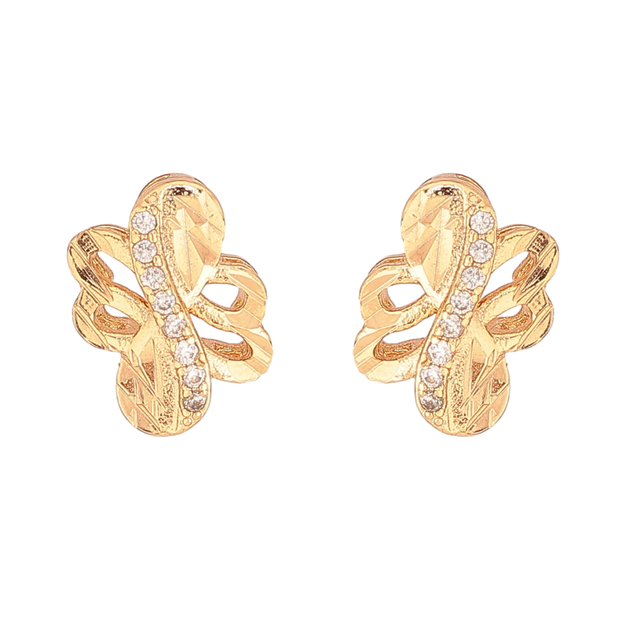 Сережки Xuping колір Позолота 18К пусети "Візерунок з кристалами" фото №1