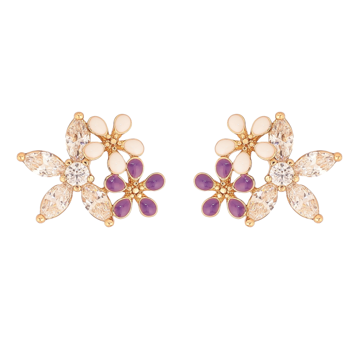 Сережки Xuping колір Позолота 18К пусети "Квіточки з кристалами та емаллю" фото №25 Сережки Xuping колір Позолота 18К пусети "Квіточки з кристалами та емаллю" фото №25