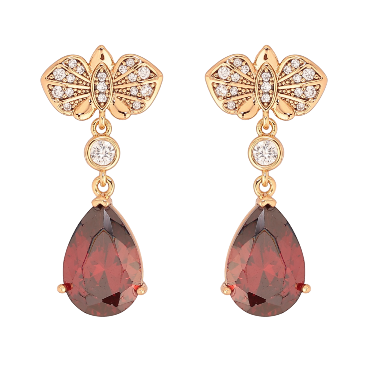 Сережки Xuping колір Позолота 18К пусети "Підвіски з червоними кристалами" фото №3 Сережки Xuping колір Позолота 18К пусети "Підвіски з червоними кристалами" фото №3