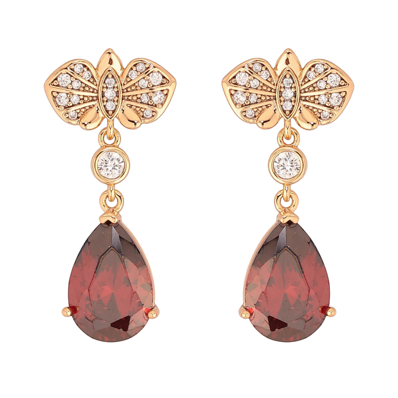 Сережки Xuping колір Позолота 18К пусети "Підвіски з червоними кристалами" фото №1 Сережки Xuping колір Позолота 18К пусети "Підвіски з червоними кристалами" фото №1