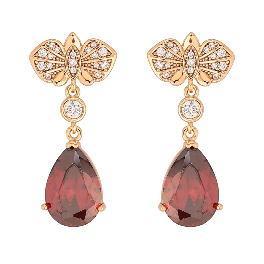 Сережки Xuping колір Позолота 18К пусети "Підвіски з червоними кристалами" фото №1 Сережки Xuping колір Позолота 18К пусети "Підвіски з червоними кристалами" фото №1