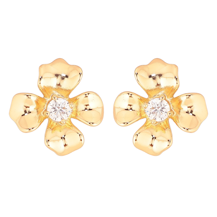 Серьги Xuping цвет Позолота 18К пусеты "Цветочки с кристаллами" фото №25